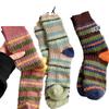 Радужные полосатые вязаные носки Женские Девичьи Зимние Теплые Носки Средней длины Норковый Велюр Толстые Чулки Утолщенные Пушистые Носки для Сна