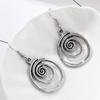 Ethnic Silver Color Metal Round Earrings Personality Retro Geometry Make Old Spiral Dangle Earrings for Women Accessories