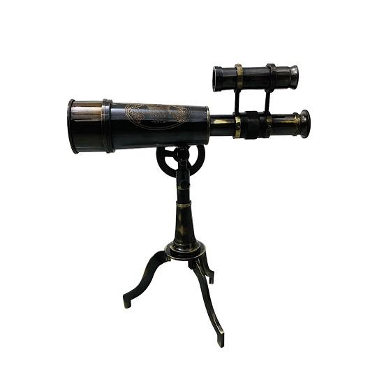 25.4 Cm Nautical Solid Brass Old Antique Desk Tripod Telescope
