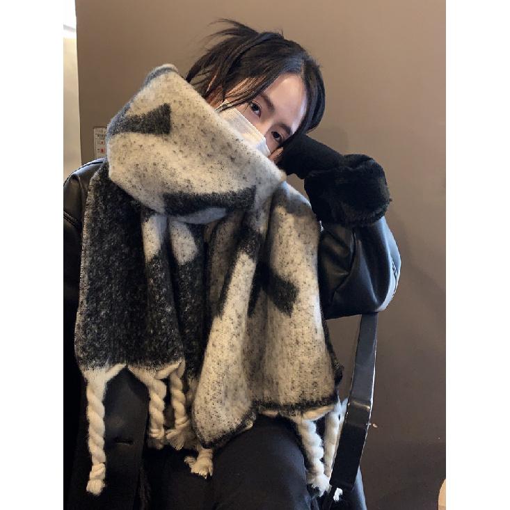 F-Word южнокорейский новый мохеровый шарф с плетением из жареного теста, женская зимняя шаль, утолщенный высококачественный плюшевый шарф, сохраняющий тепло