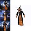 Creepy Life Size Witch Halloween Prop With Wrinkled Face And Silver Grey Hair