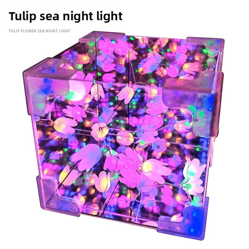 Сборка вручную Зеркало Цветок тюльпана Море Кубик Рубика Ночник Набор игрушек-пазлов для развития мозга