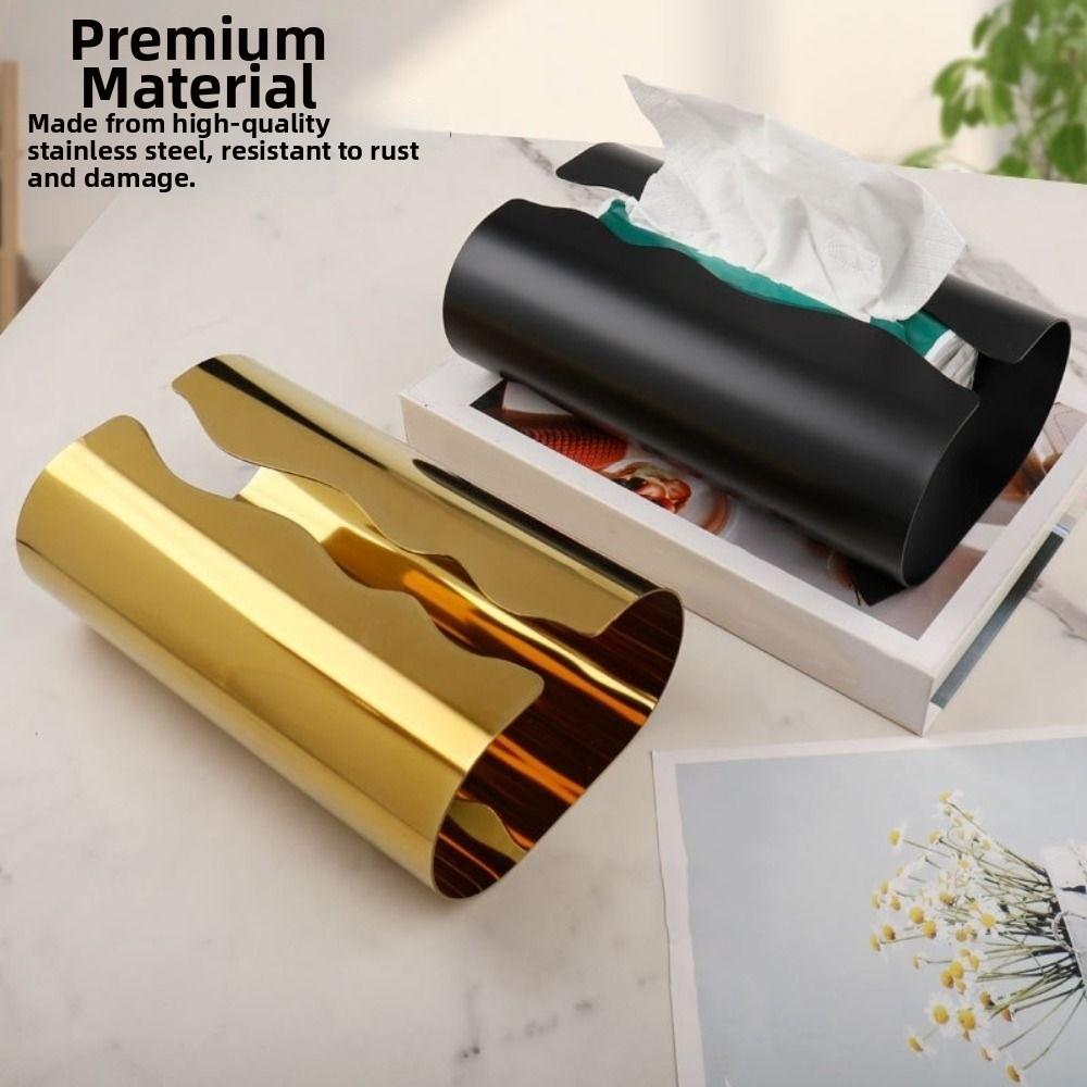 Nordic Style Stainless Steel Tissue Box Waterproof Elegant Paper Towel Case Multi-functional Minimalist Table Paper Container