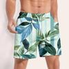 Men's Fashion Hawaiian Print Elastic-Waisted Casual Yoga Pants Beach Shorts
