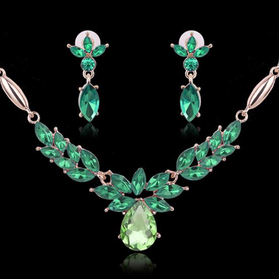 Женский горный хрусталь цветок кулон сплав ожерелье серьги свадебный комплект ювелирных изделий