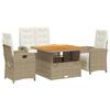 VidaXL Садовый обеденный комплект с подушками 4 шт., Стол для террасы, Мебель для патио, Уличная мебель, Бежевый 3277357