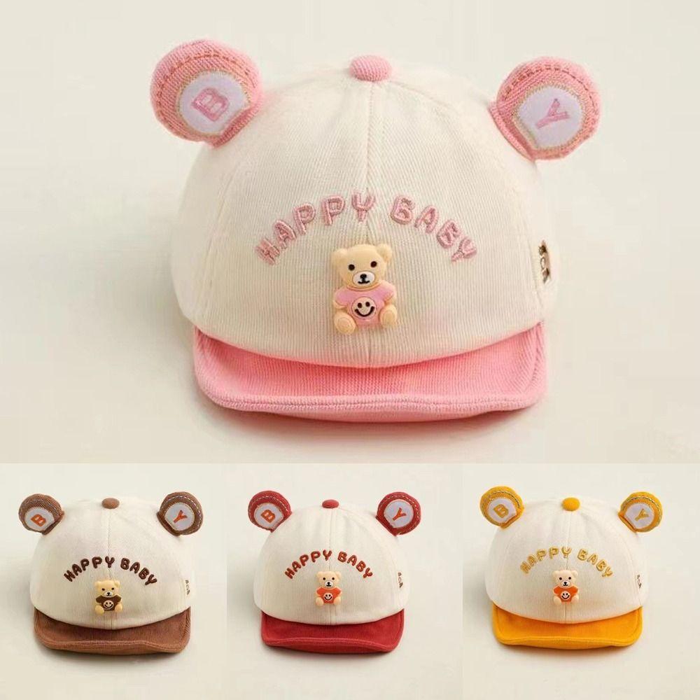 Cartoon Bear Kids Baseball Caps Adjustable Sunshade Visor Hat Korean Baby Peaked Caps Boys Girls