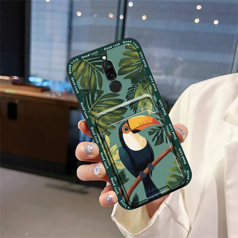 Силиконовый мягкий чехол Чехол для телефона Для Xiaomi Redmi 8 Полная защита Модный дизайн Карман для карт Задняя крышка Ударопрочный ТПУ Милый
