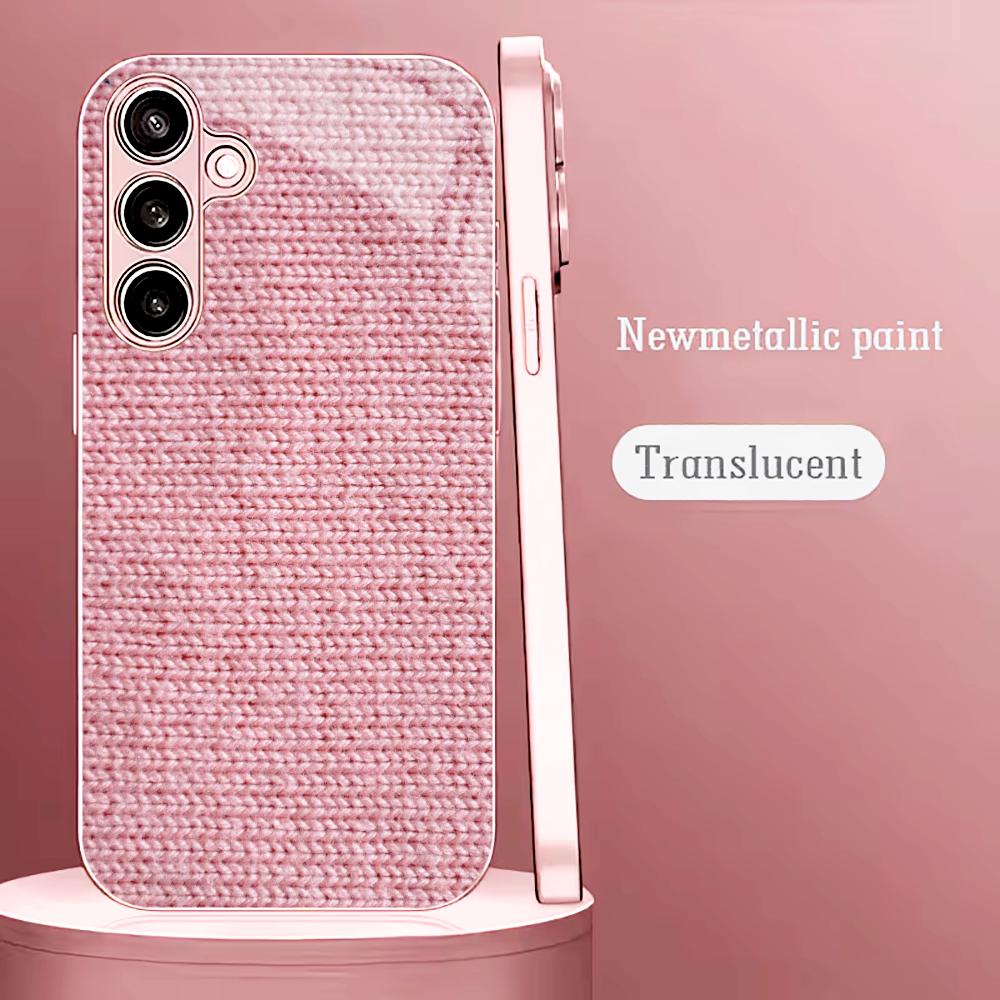Тонкий узор ткани Мадам розовый Стекло Чехол для телефона для Samsung Galaxy S26 S25 S24 S23 S22 S21 FE Ultra Plus Ударопрочный Женский