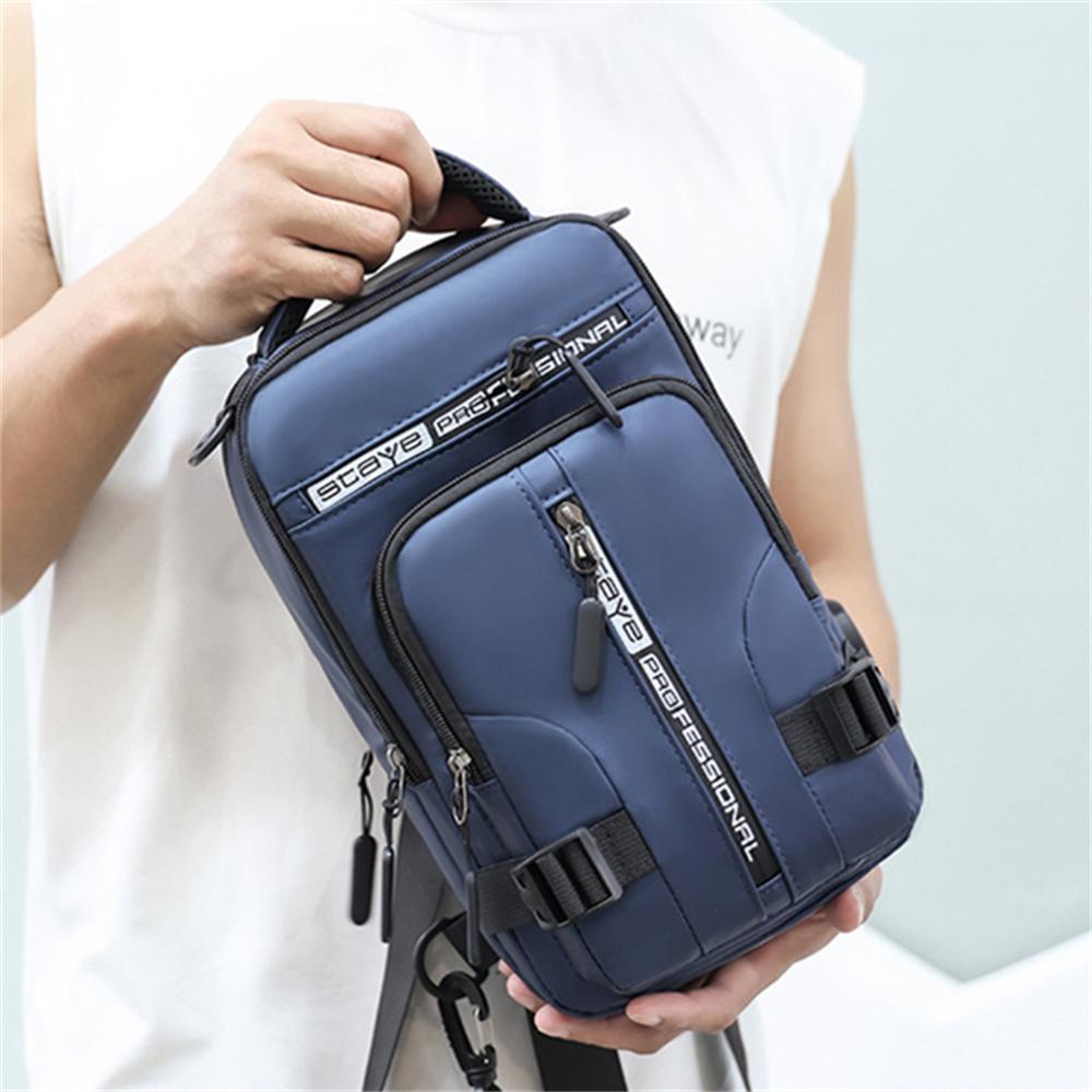 Men's Messenger Bag Backpack Chest Bag USB Socket Outdoor Large Capacity Waterproof Bag