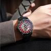 Dulunwe Swinging Rotary Dial Design Hollow Skeleton Watches Business Trendy Men Wristwatch Roulette Wheel Automatic Mechanical Watch