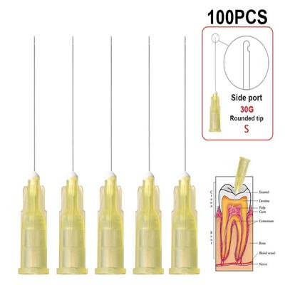 100 шт. стоматологическая эндо ирригационная игла 25G/27G/30GA 30G конец-закрытый боковой отверстие эндо шприц игла для промывания корневых каналов