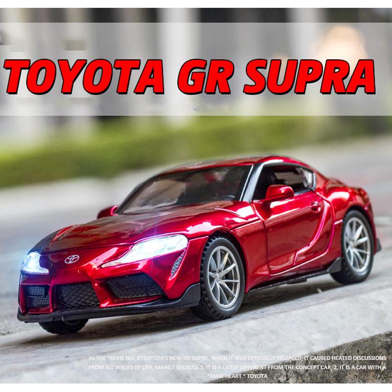 Масштаб 1/32 Toyota GR SUPRA, литая под давлением спортивная модель автомобиля, игрушечный автомобиль с откатным механизмом, звуком и светом для детей, коллекция подарков для мальчиков и девочек