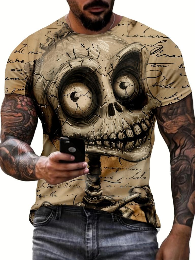 Мужская футболка с короткими рукавами и круглым вырезом с принтом 3D Monster Graphic, мужская летняя свободная футболка большого размера