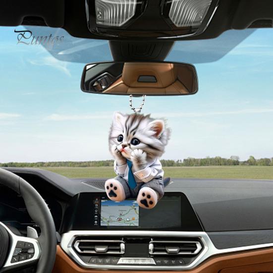 Автомобильный кулон, подвесное украшение с цепочкой, легко повесить, реалистичное животное, зеркало заднего вида в форме кошки, подвесной декор, аксессуары для салона автомобиля