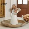 Unique Gifts for Cat Owners Angel Holding Puppy Figurine, Cute Dog Resin Statue Home Heartwarming Pet Keepsake Desk Decor, Handcrafted Wood