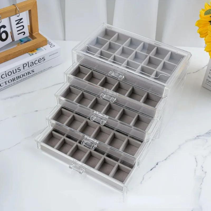 Коробка для хранения ювелирных изделий Прозрачный пластик Многослойный органайзер для ожерелий, колец, сережек, коробок, ящиков для классификации, футляров для ювелирных изделий