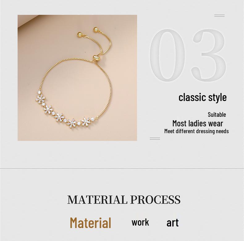 Браслет-пуловер «Снежинка из циркония»: Элегантный женский нишевый дизайн