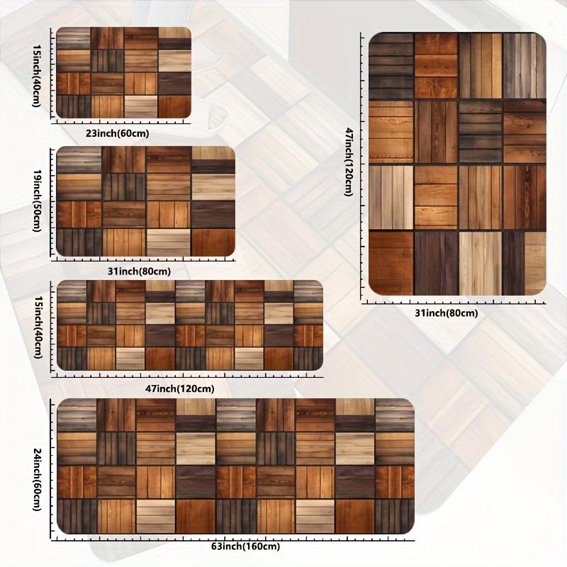Кухонный коврик с цветным деревянным принтом, мягкий утолщенный кухонный коврик, водонепроницаемый нескользящий маслостойкий напольный коврик, коврик для бега