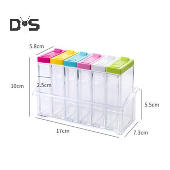 6 шт./компл. коробка для приправ с поддоном для хранения приправ, пластиковая влагостойкая банка для соли