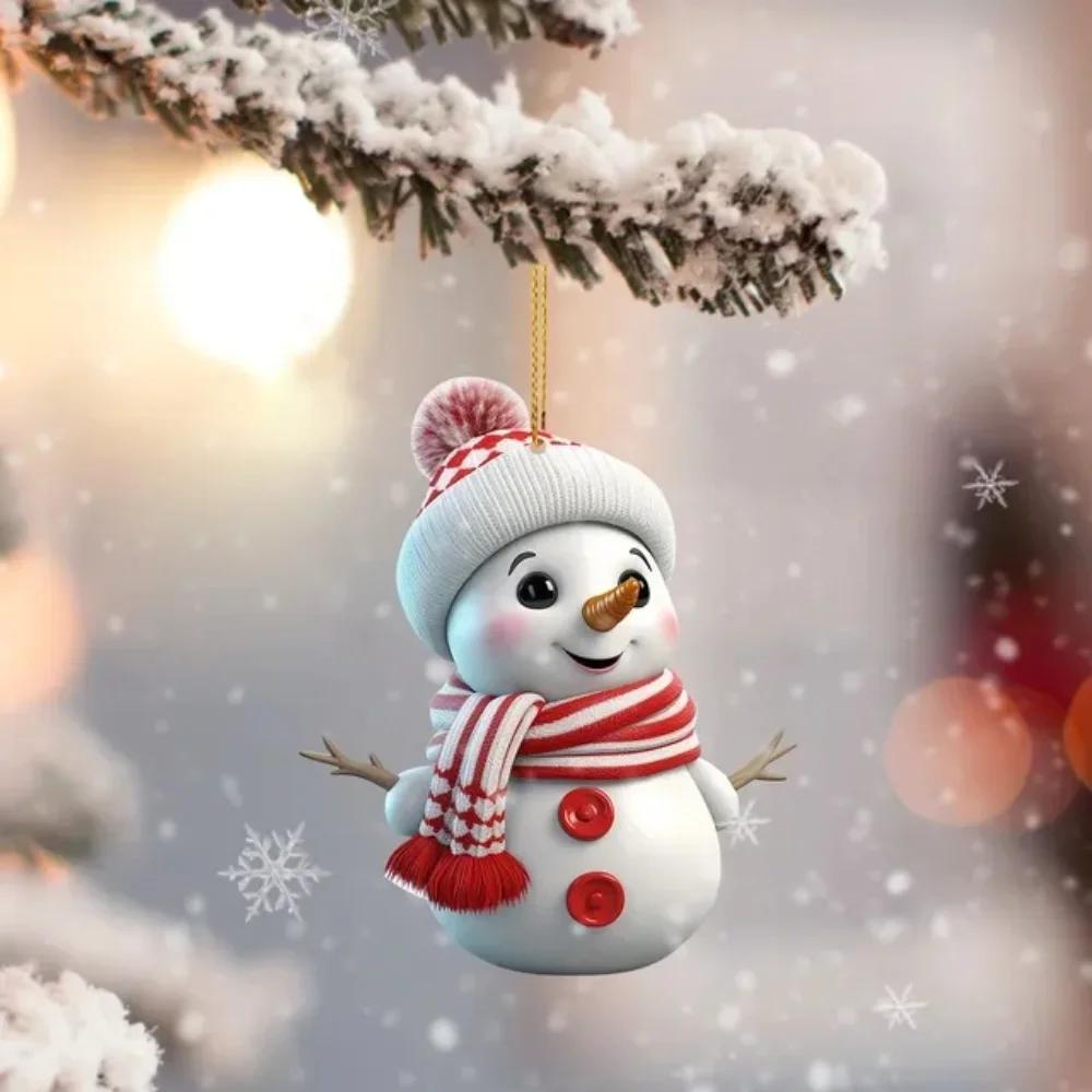 1pc Christmas Decoration Pendant 2D Acrylic Cartoon Christmas Snowman Home Garden Christmas Tree Pendant Party Decoration Decora