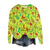 Women's Fashion Round Neck Pullover Top Long Sleeve Tee Christmas Printed Sweatshirt