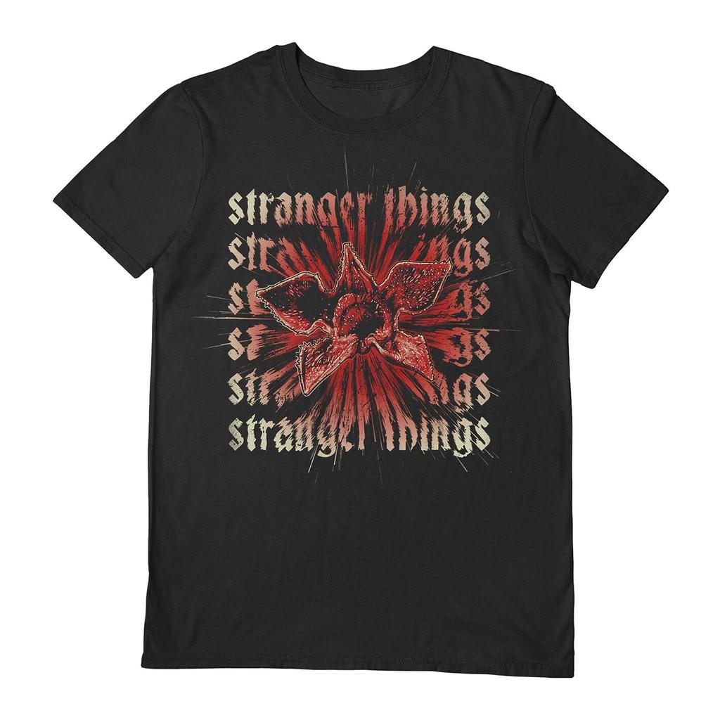 Stranger Things 100% Cotton T-shirt Mens Tees Top - Demogorgon Scream - Official Black