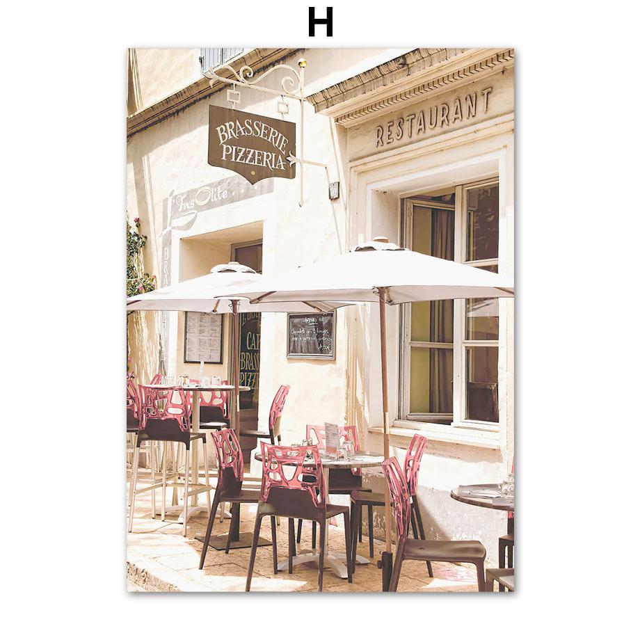 Nordic Posters And Prints Paris Small Town Pink Flower Car Umbrella Wall Art Canvas Painting Wall Pictures For Living Room Decor