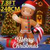 7.8FT Christmas Holiday DIY Decoration Inflatable Gingerbread Man Candy Cane Toy LED Lit Xmas Yard Supplies Home Decor Ornaments