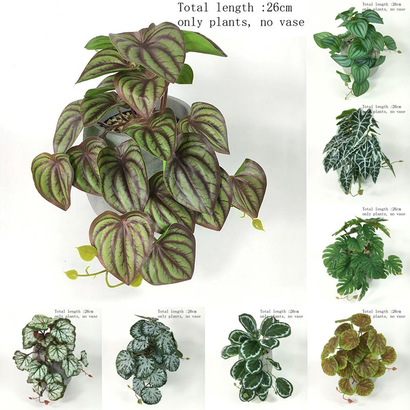 26см Бегония Лист Павлиньего Черепаха Спина Дом Балкон Настенный Подвесной Садовый Декор Искусственные Растения Лиана Зеленая Трава В Горшке