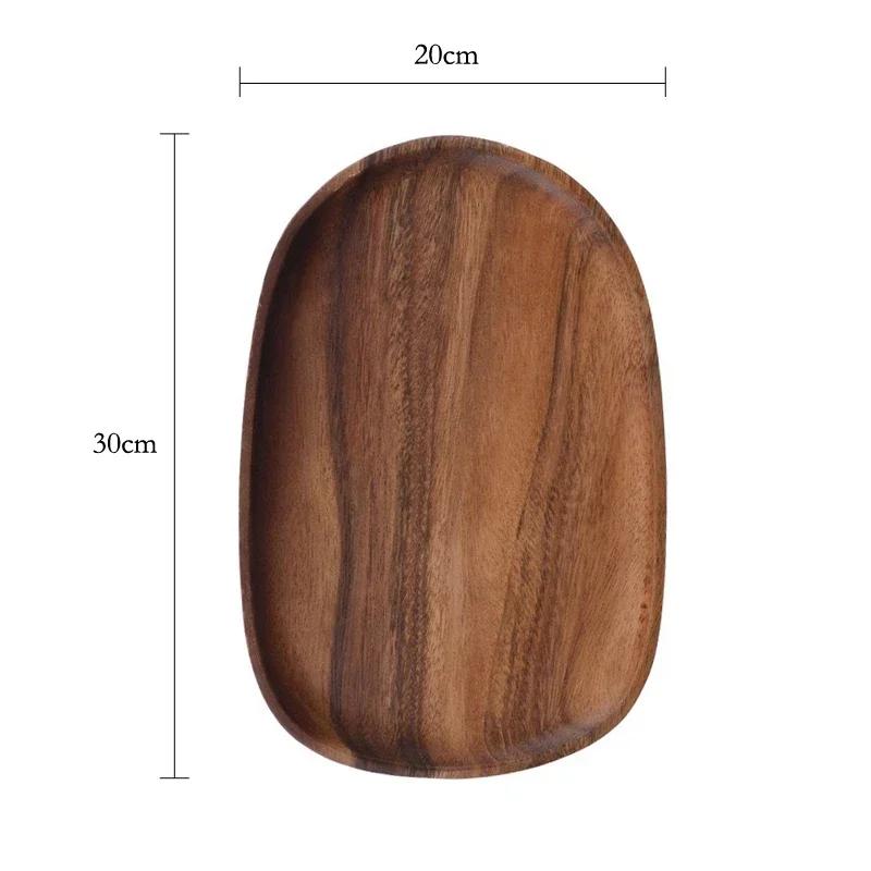 1 шт. деревянная тарелка сервировочный поднос для торта десерта фруктовая тарелка закуска нестандартная овальная тарелка из акации кофейный поднос кухонная посуда