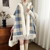 Fur Collar Cape Shawl Jacket Women'S Hooded Fleece Thickened Temperament Fringed Medium And Long Loose Large Size Cape 0020