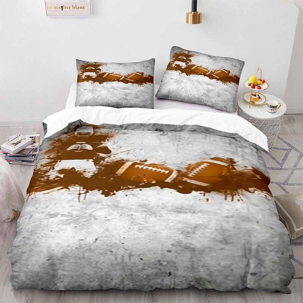 American Football Duvet Cover Set Queen/Full/King Size Skull Bedding Set 3pcs for Kids Boys Teens Sports Gaming Comforter Cover