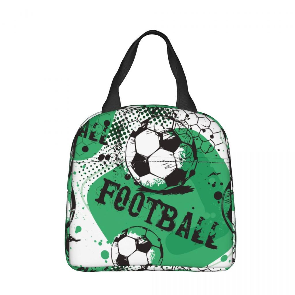 Cartoon Soccer Ball Football Insulated Lunch Bags Large Meal Container Thermal Bag Lunch Box Tote College Travel Food Handbags