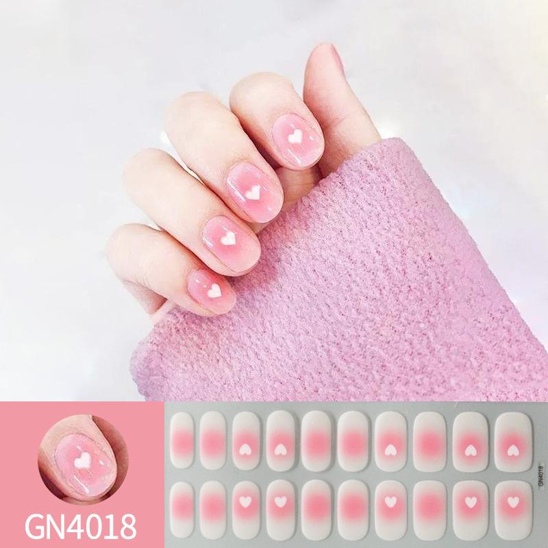 Milky Jelly White Full Cover Nail Stickers Fashion Gradient Adhesive Heart Nail Polish Wraps Women DIY Manicure