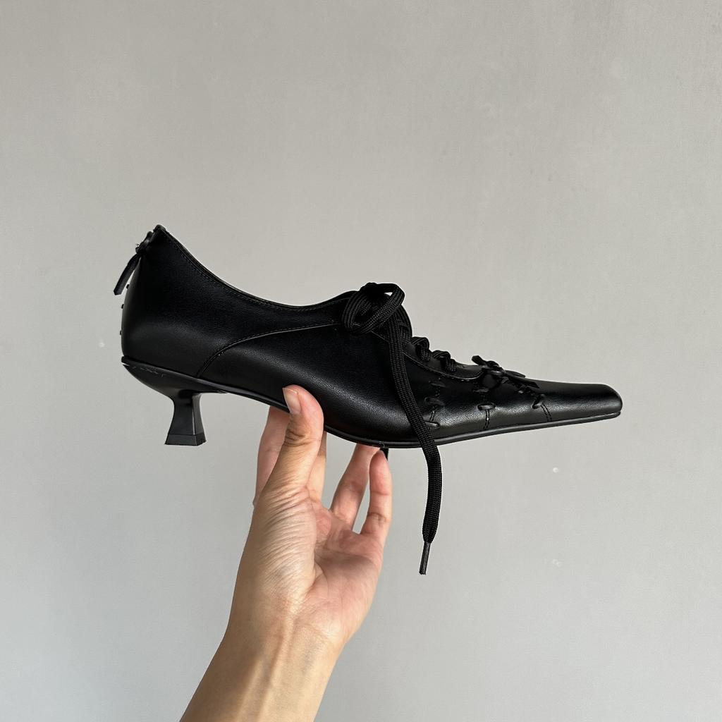 Модная готическая обувь ведьмы с острым носком, женская, ретро, квадратный носок, тонкий каблук, модная кожаная обувь, элегантный дизайн, низкий каблук