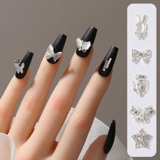 20Pcs Nail Ornaments Creative Shape Fade-Resistant Alloy Unique Butterfly Nail Charms Shiny Manicures Decor Birthday Gift