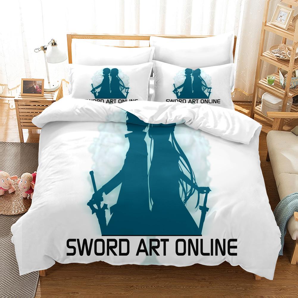 Высококачественный 3D-принт с рисунком Sword Art Online, пододеяльник с наволочкой, комплект постельного белья в стиле аниме, декор для спальни
