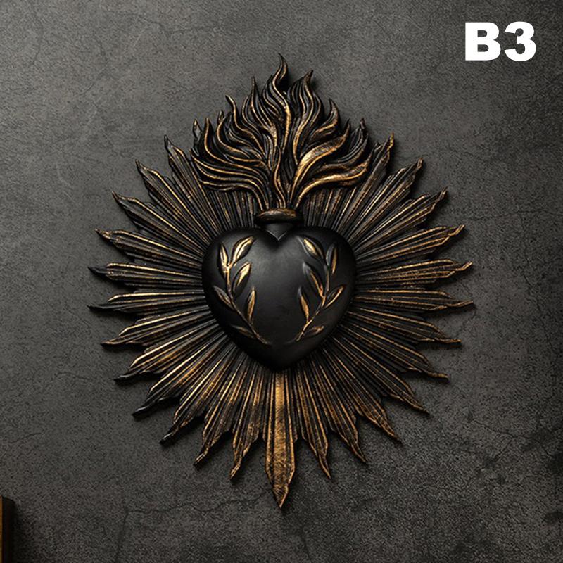 Gothic Sacred Heart Wall Plaque Statue Resin Gothic Wall Art Catholic Wall Hanging For Church Religious Home Decor Gifts