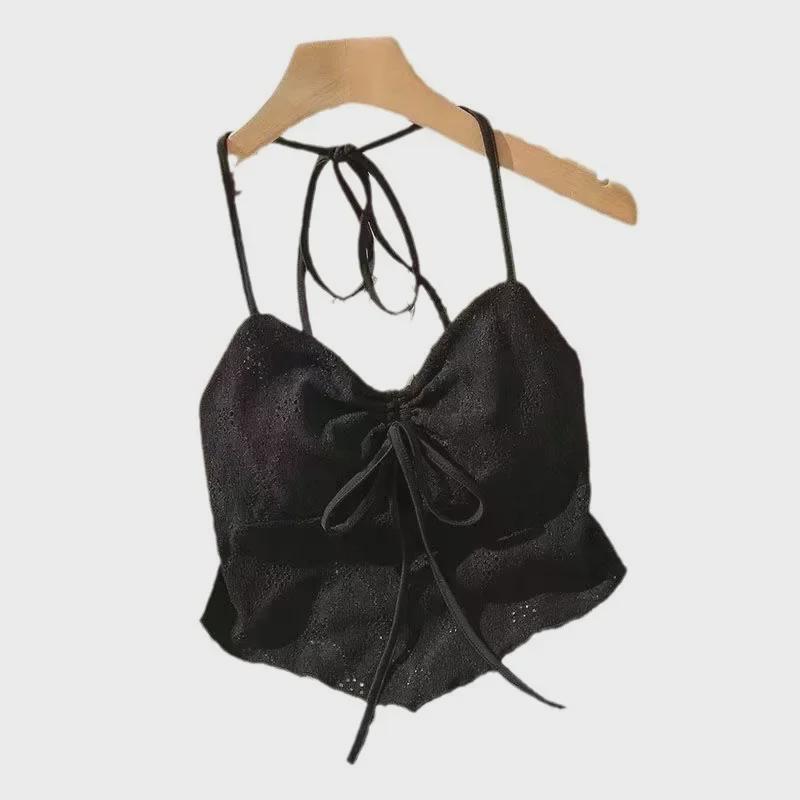 Летний сексуальный топ с открытой спиной и плиссировкой на шее для женщин