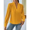 Spring Autumn Long Sleeved Shirt Design Sense V-neck Solid Color Loose Top Autumn Shirt Blouses & Shirts