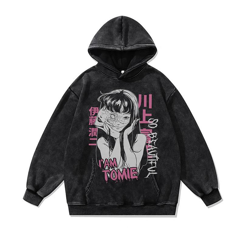European And American High Street Digital Direct Injection Printing Hooded Sweater Men And Women Oversize Washed Old Hoodie