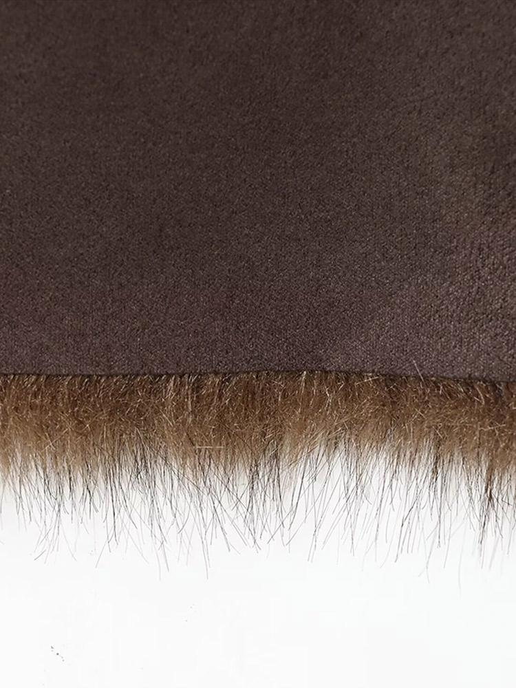 Женская двусторонняя зимняя куртка Женская замшевая куртка из искусственного меха Женский теплый топ на пуговицах с воротником Коричневая Осень и Зима