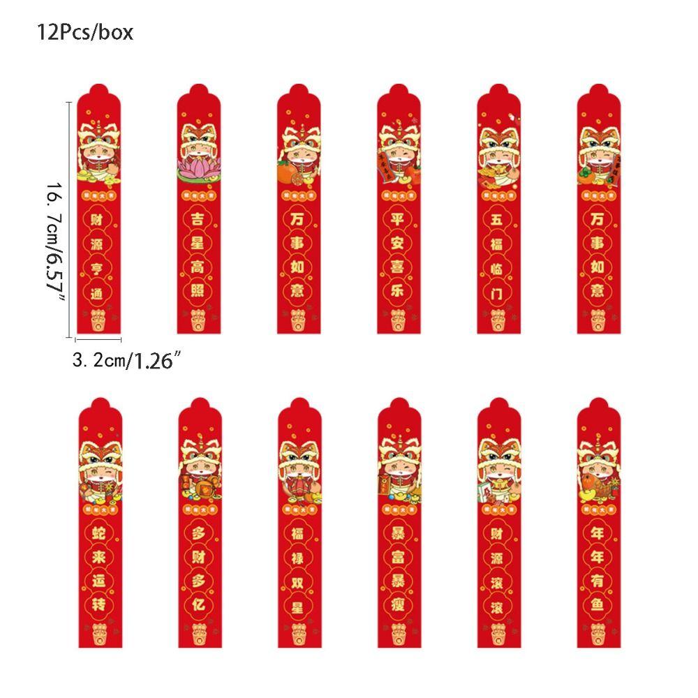 12Pcs/Box Blessing Draw Lots Red Envelope Waterproof Snak Year Red Envelope  Twelve Lots