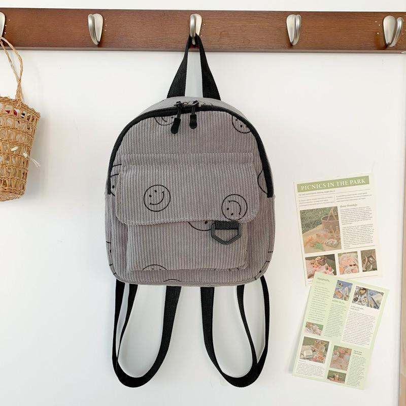 Мини-рюкзак милый смайлик универсальная маленькая косметичка вельветовый студенческий школьный рюкзак
