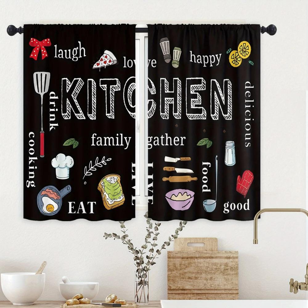 Farmhouse Kitchen Drapes Country Style Rustic Style Fork Knife Retro Window Treatment For Kitchen Bedroom Cafe Living Room Home Dec