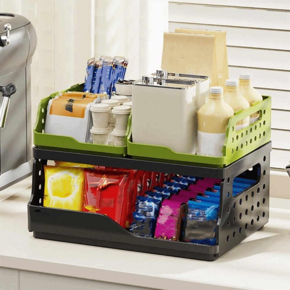 Plastic Storage Box Perforated Board Desktop Bookshelf Toy Container Foldable Storage Baskets  Home