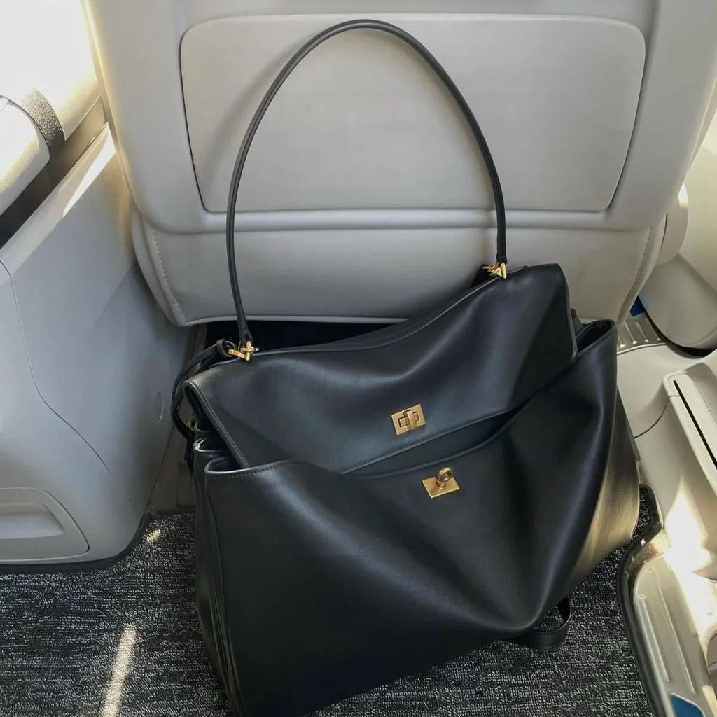 Новая кожаная сумка женская большая вместительная сумка-тоут на плечо ручная сумка замок для поездок на работу подмышечная сумка