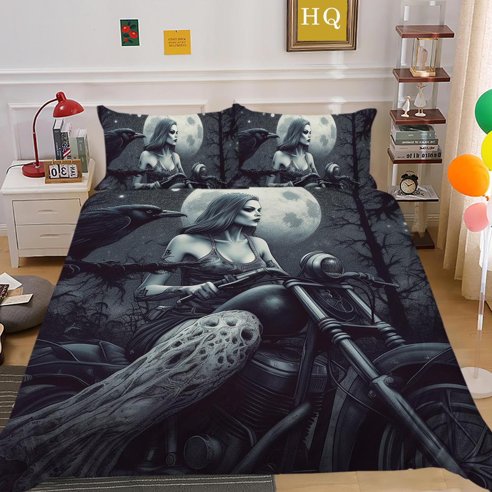 Комплект постельного белья с принтом черепа красоты 3D King Size, постельное белье из полиэстера, модное покрывало для подростков, высококачественный домашний текстиль