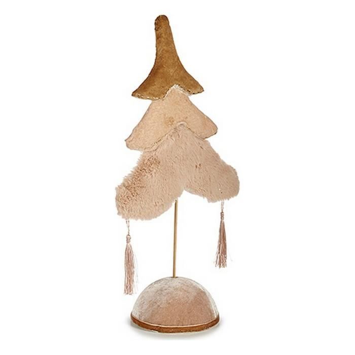 Objet Décoratif - Sapin De Noël Polaire - 12 X 43 X 22 Cm - Beige Doré - Bois Naturel